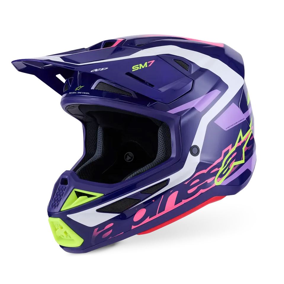 Alpinestars 2026 SM7 Deed Motocross Helmet Purple Pink Glossy
